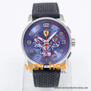 Ferrari Men’s Quartz Black Silicone Strap Blue Dial 44mm Watch 830041/5