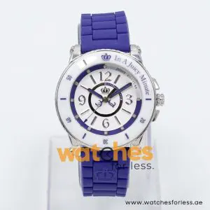 Juicy Couture Women’s Quartz Purple Silicone Strap White Dial 39mm Watch 1900789