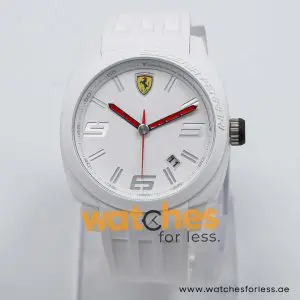 Ferrari Men’s Quartz White Silicone Strap White Dial 46mm Watch 830113/1