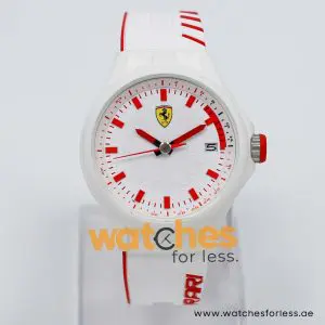 Ferrari Men’s Quartz White Silicone Strap White Dial 44mm Watch 830127/1