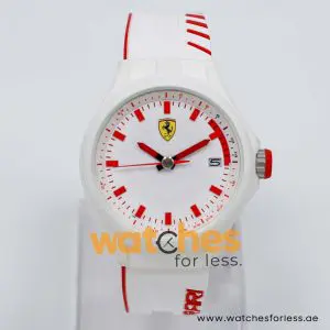 Ferrari Men’s Quartz White Silicone Strap White Dial 44mm Watch 830127/1