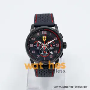 Ferrari Men’s Quartz Black Silicone Strap Black Dial 44mm Watch 830063/1