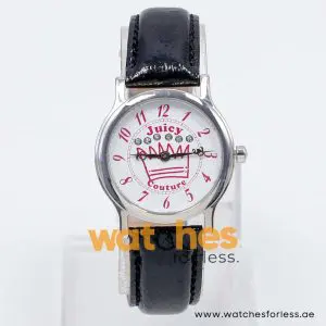 Juicy Couture Women’s Quartz Black Leather Strap White Dial 32mm Watch 1900406