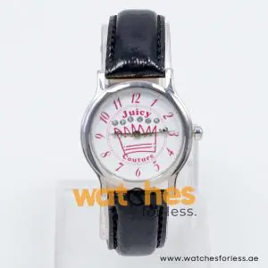 Juicy Couture Women’s Quartz Black Leather Strap White Dial 32mm Watch 1900406