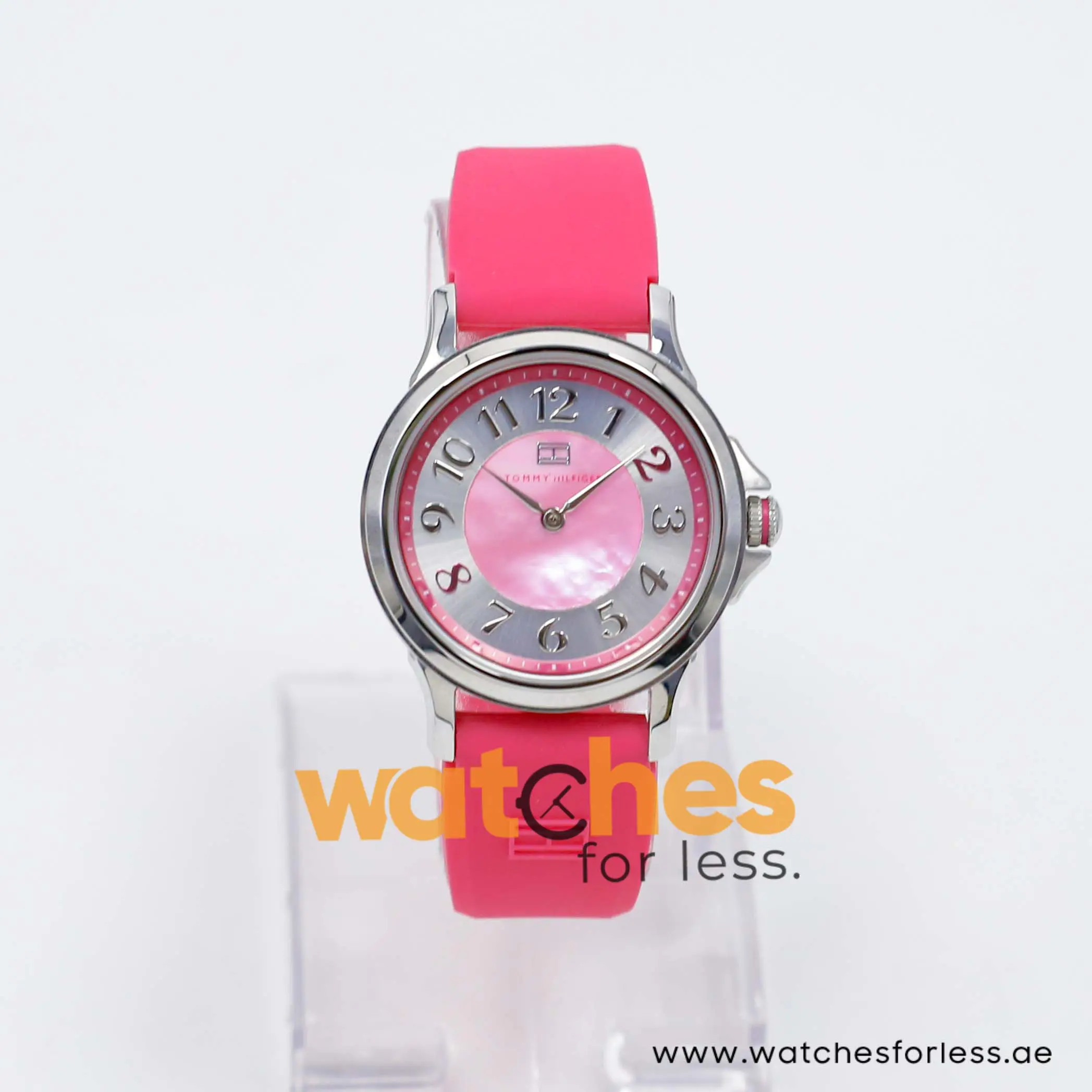 Tommy Hilfiger Women’s Quartz Pink Silicone Strap Silver & Mother Of Pearl Dial 36mm Watch 1780964