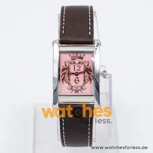 Juicy Couture Women’s Quartz Dark Brown Leather Strap Pink Dial 24mm Watch JC0831142008