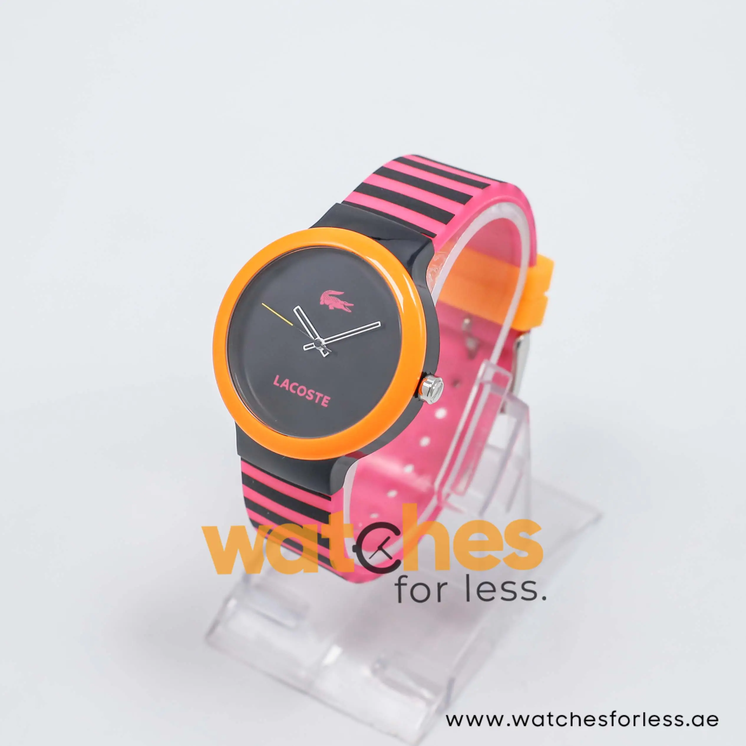 Lacoste Women’s/Kid’s Quartz Pink & Black Silicone Strap Black Dial 40mm Watch 2020003