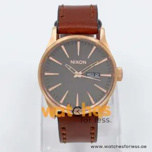 Nixon Men’s Quartz Brown Leather Strap Dark Grey Dial 42mm Watch A1052001