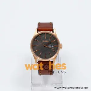 Nixon Men’s Quartz Brown Leather Strap Dark Grey Dial 42mm Watch A1052001