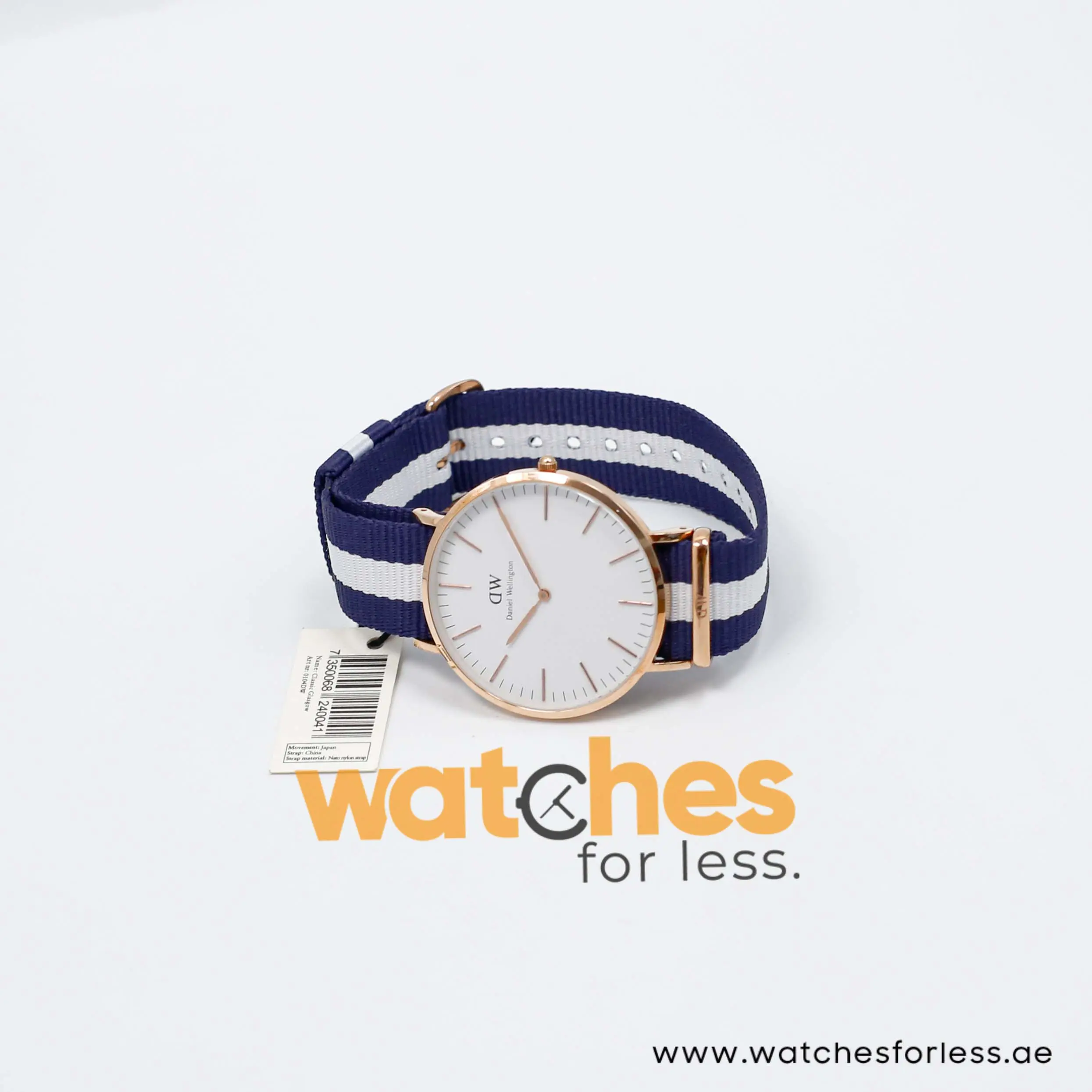 Daniel Wellington Men’s Quartz Blue & White Nylon Strap White Dial 40mm Watch 0104DW/1
