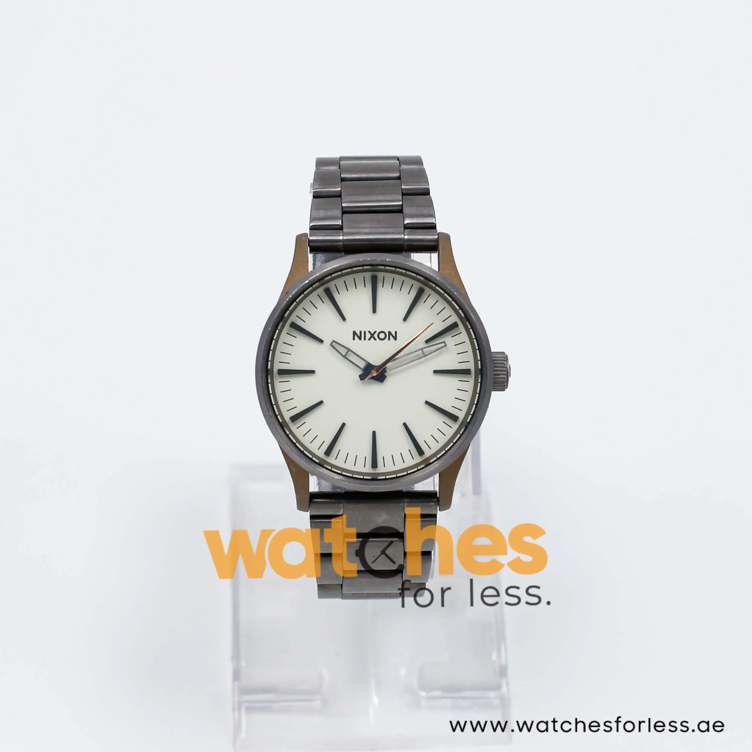 Nixon Men’s Quartz Gunmetal Stainless Steel Off white Dial 38mm Watch A4502091