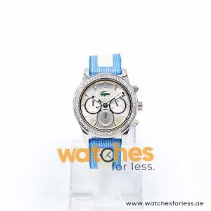 Lacoste Women’s Quartz Sky Blue & White Nylon Strap Silver Dial 40mm Watch 2000833/1