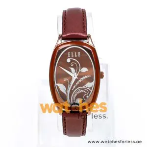Elle Women’s Quartz Burgundy Leather Strap Brown Dial 28mm Watch EL20005S11C