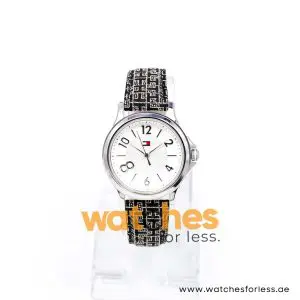 Tommy Hilfiger Women’s Quartz Black & Cream Fabric Leather Strap White Dial 36mm Watch 1780965