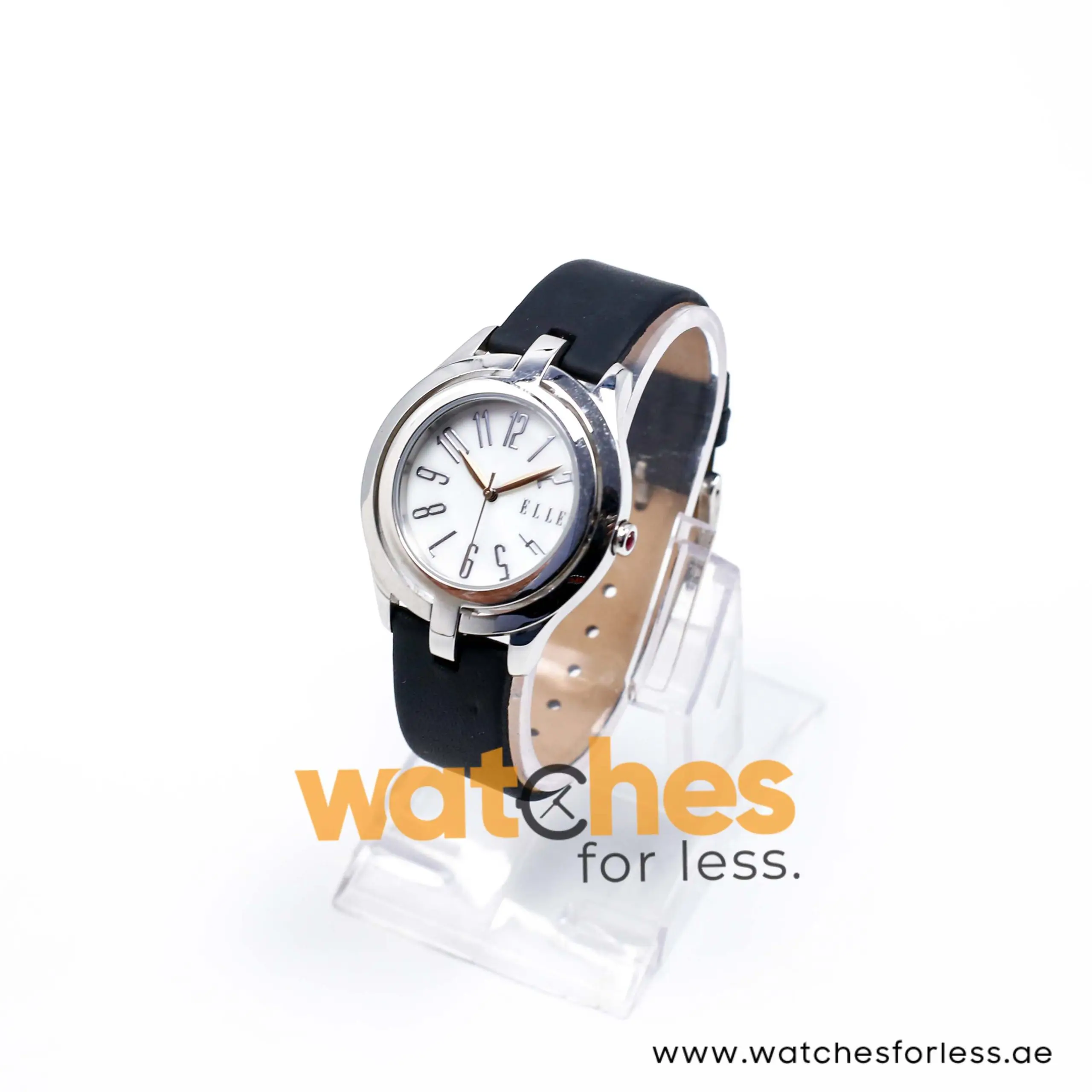 Elle Women’s Quartz Black Leather Strap White Mother Of Pearl Dial 38mm Watch EL20135S04N