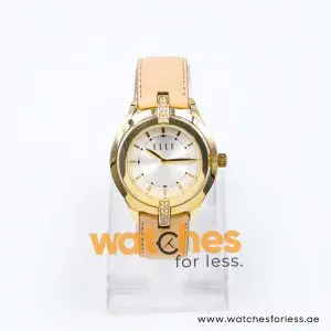Elle Women’s Quartz Beige Leather Strap Silver Dial 38mm Watch EL0005