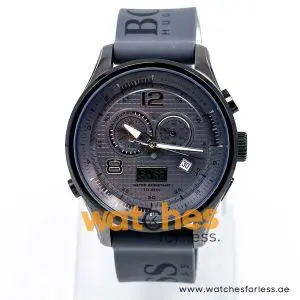 Hugo Boss Men’s Quartz Grey Silicone Strap Grey Dial 45mm Watch 1512800/3