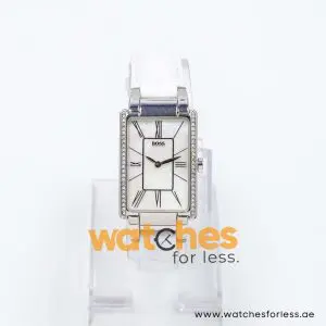 Hugo Boss Women’s Quartz White Leather Strap Mother Of Pearl Dial 25mm Watch HB903142206S