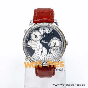 Elle Women’s Quartz Dark Brown Leather Strap Grey & Mother Of Pearl Dial 45mm (Three Time Zone) Watch EL20070S01C/1