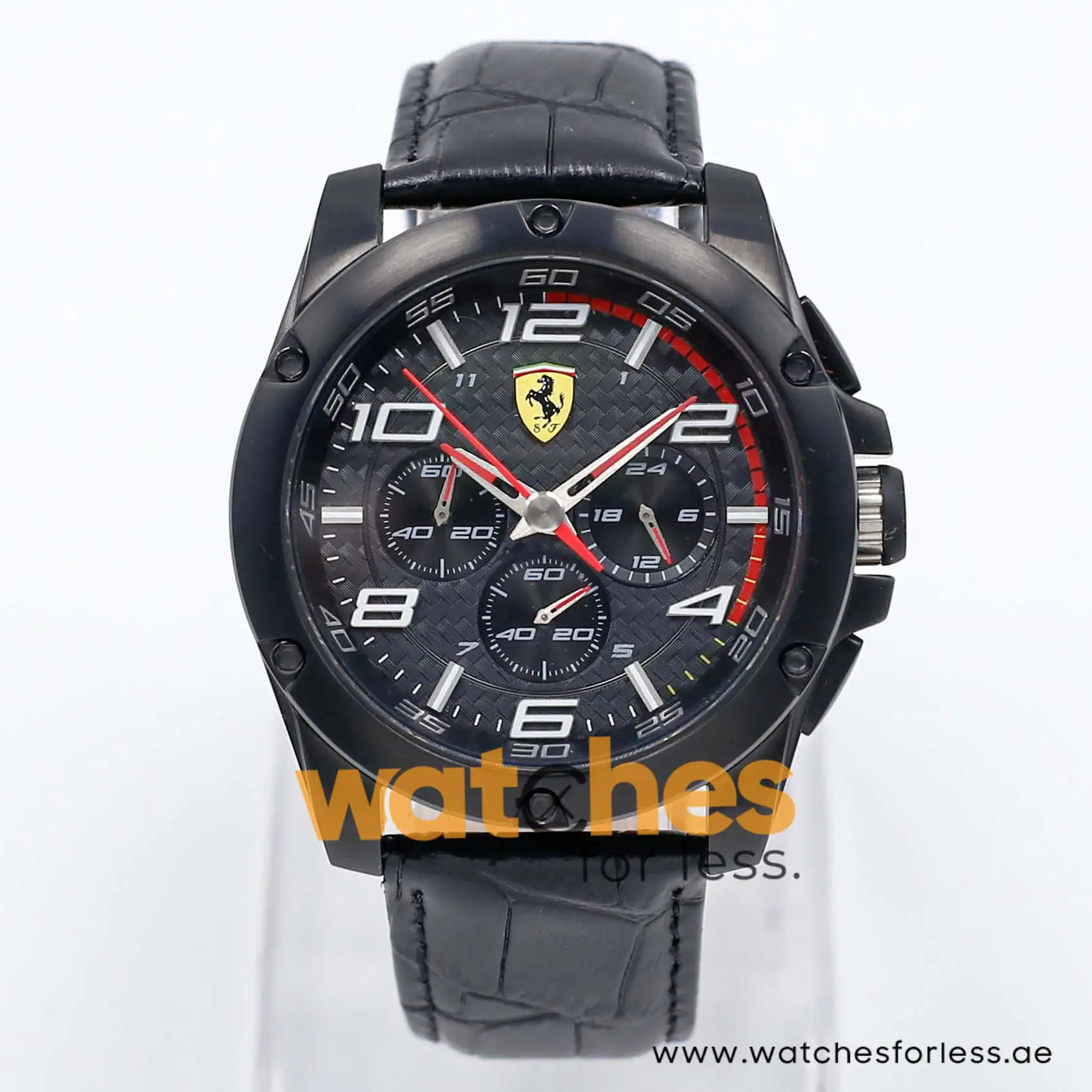 Ferrari Men’s Quartz Black Leather Strap Black Dial 46mm Watch 830029/2