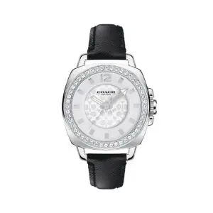 Coach Women’s Quartz Black Leather Strap Silver Sunray Dial 35mm Watch 14503152