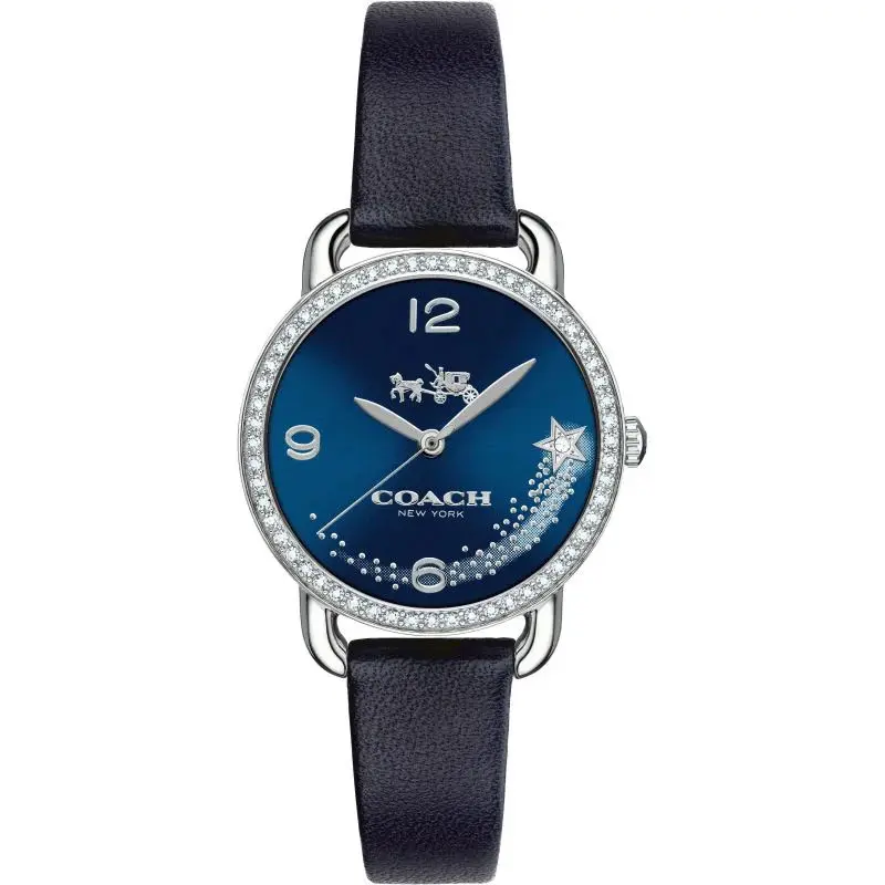 Coach Women’s Quartz Black Leather Strap Blue Dial 34mm Watch 14502668