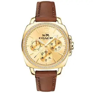 Coach Women’s Quartz Brown Leather Strap Gold Dial 34mm Watch 14502172