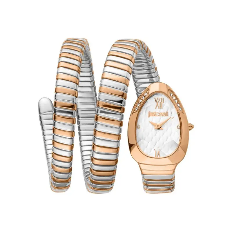 Just Cavalli Women’s Quartz Two Tone Snake Stainless Steel Silver Dial 22mm Watch JC1L224M0085