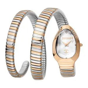 Just Cavalli Women’s Quartz Two Tone Snake Stainless Steel Silver Dial 22mm Watch JC1L209M0075