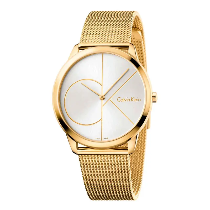 Calvin Klein Men’s Swiss Made Quartz Gold Stainless Steel White Dial 40mm Watch K3M21526