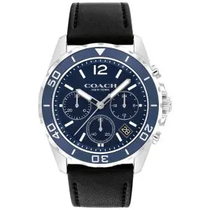 Coach Men’s Quartz Black Leather Strap Blue Dial 44mm Watch 14602666
