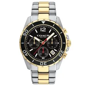 Coach Men’s Quartz Two Tone Stainless Steel Black Dial 44mm Watch 14602553