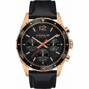 Coach Men’s Quartz Black Leather Strap Black Dial 44mm Watch 14602087