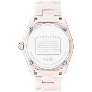 Coach Women’s Quartz Pink Ceramic Chain Silver Glitter Dial 36mm Watch 14503939