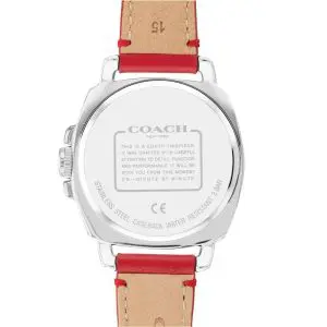 Coach Women’s Quartz Red Leather Strap Silver Sunray Dial 34mm Watch 14503855