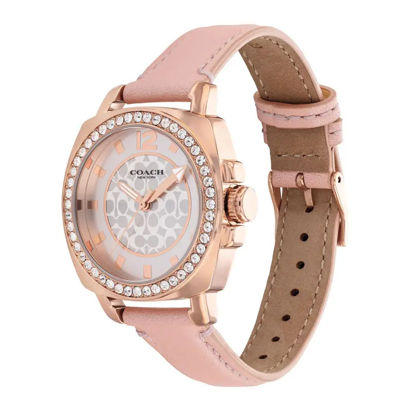 Coach Women’s Quartz Pink Leather Strap Silver Sunray Dial 35mm Watch 14503151