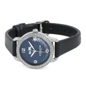 Coach Women’s Quartz Black Leather Strap Blue Dial 34mm Watch 14502668