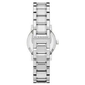 Burberry Women’s Swiss Made Quartz Silver Stainless Steel Pink Dial 27mm Watch BU9231