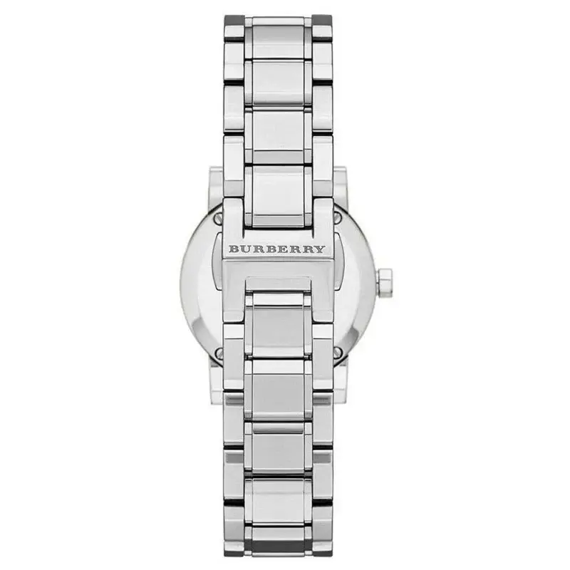 Burberry Women’s Swiss Made Quartz Silver Stainless Steel Pink Dial 27mm Watch BU9231