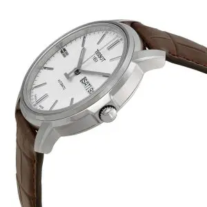 TISSOT Men’s Automatic Swiss-Made Brown Leather Strap White Dial 40mm Watch T065.430.16.031.00