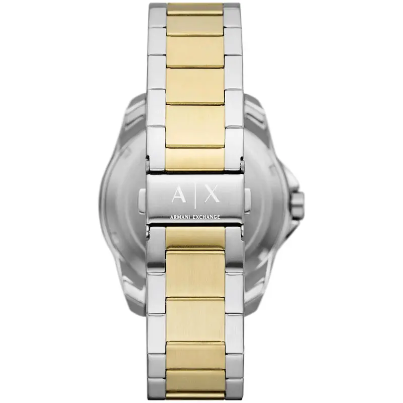 Armani Exchange Men’s Quartz Two Tone Stainless Steel Black Dial 44mm Watch AX1956