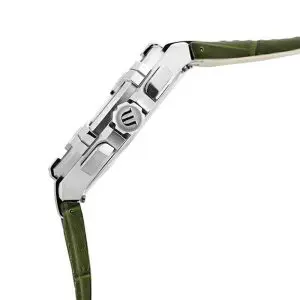Maurice Lacroix Men’s Quartz Swiss Made Green Leather Strap Black Dial 44mm Watch AI1018-PVB21-330-1