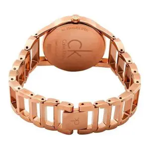 Calvin Klein Women’s Swiss Made Quartz Rose Gold Stainless Steel Silver Dial 34mm Watch K3G2362W