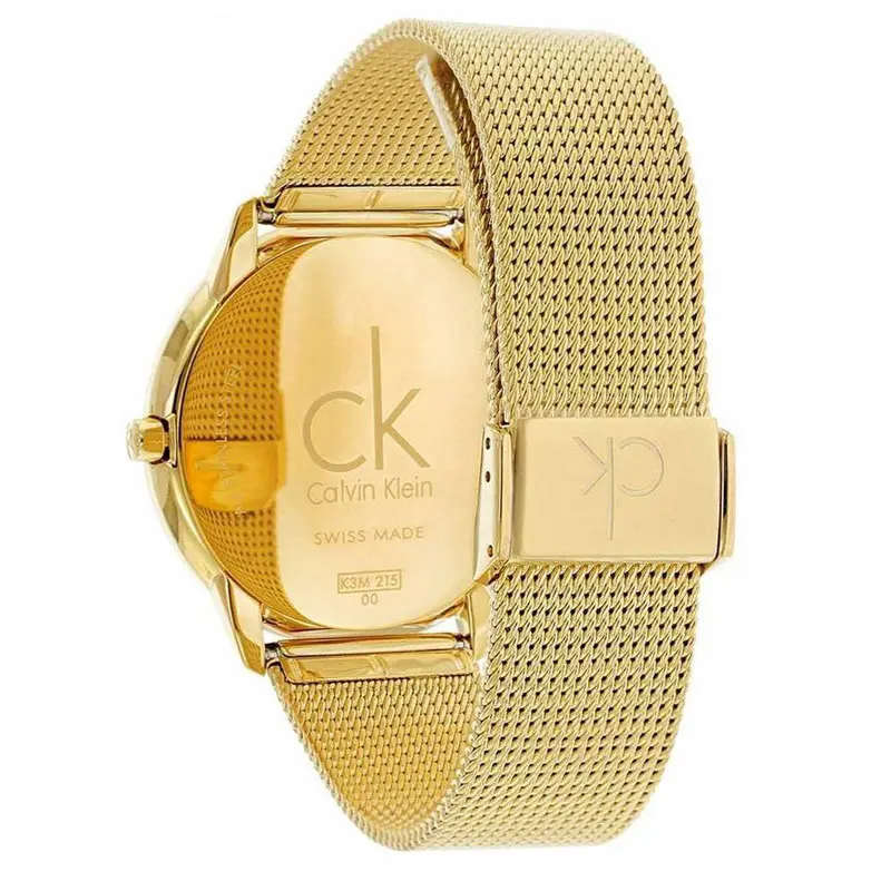 Calvin Klein Men’s Swiss Made Quartz Gold Stainless Steel White Dial 40mm Watch K3M21526