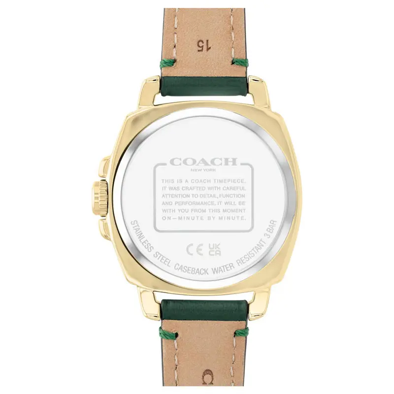 Coach Women’s Quartz Green Leather Strap Gold Dial 34mm Watch 14503982