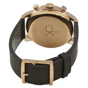 Calvin Klein Men’s Swiss Made Quartz Brown Leather Strap Black Dial 43mm Watch K2G276G3