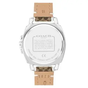 Coach Women’s Quartz Brown Fabric & Leather Strap Silver Dial 34mm Watch 14503148