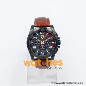 Ferrari Men’s Quartz Brown Leather Strap Black Dial 46mm Watch 830029