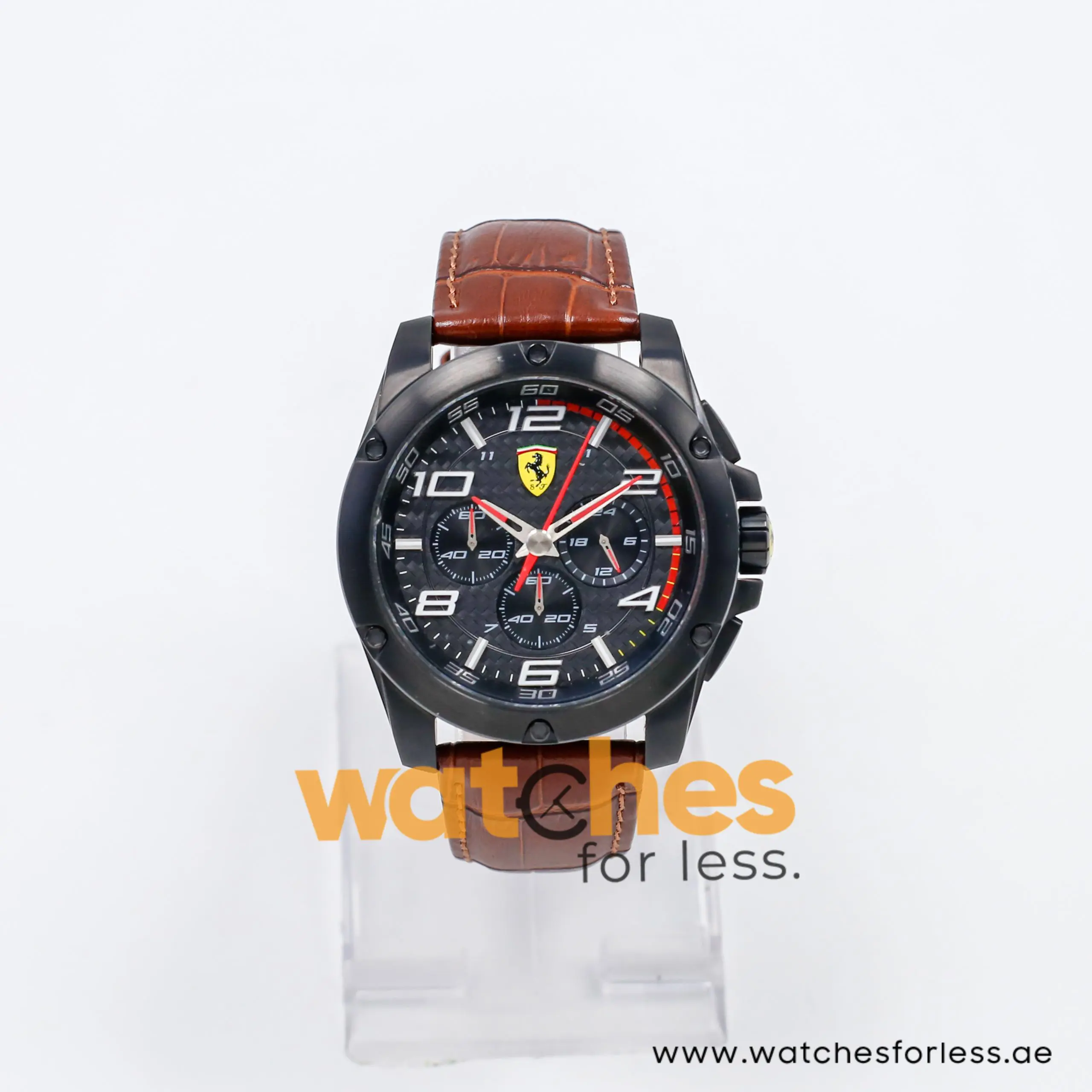 Ferrari Men’s Quartz Brown Leather Strap Black Dial 46mm Watch 830029