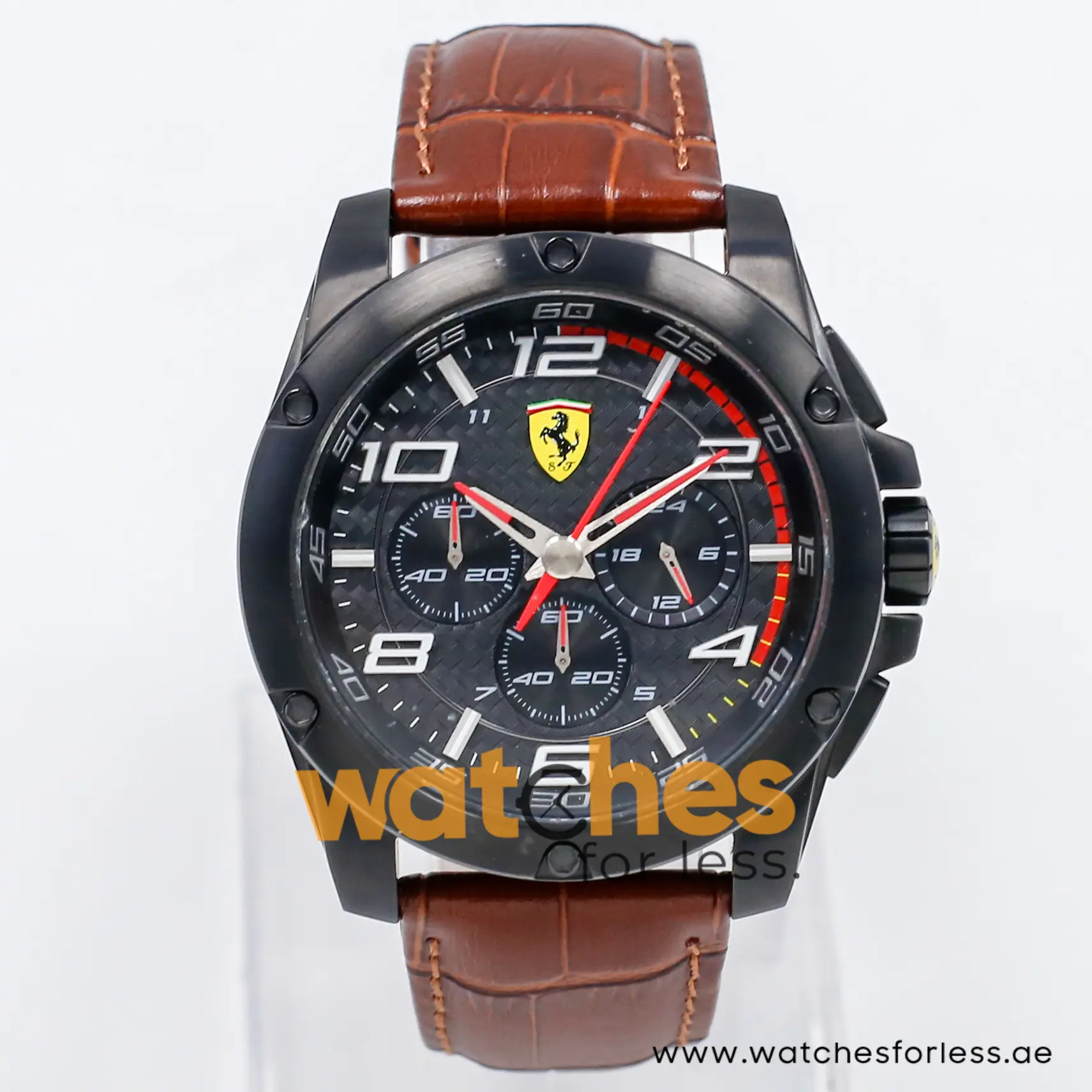 Ferrari Men’s Quartz Brown Leather Strap Black Dial 46mm Watch 830029